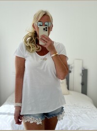 T-shirt mini fish blanc doré