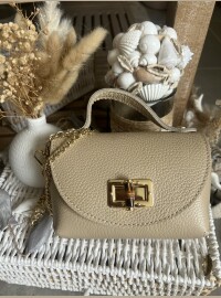 Mini sac cuir beige