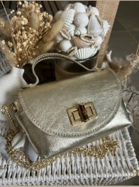 Mini sac cuir doré