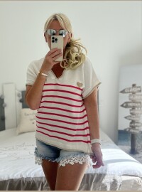 Pull fin marinière Fushia