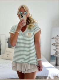 T-shirt marinière turquoise