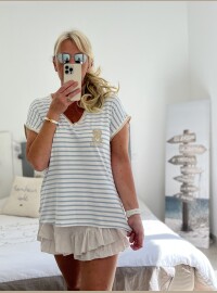 T-shirt marinière bleu jean amour