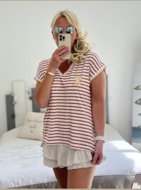 T-shirt marinière framboise