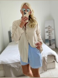 Short gaze dentelle bleu