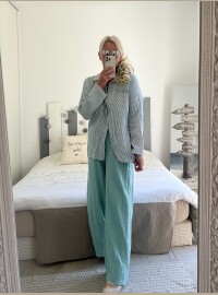 Pantalon gaze vert celadon