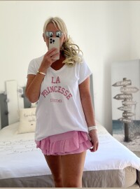 T-shirt la princesse blanc rose