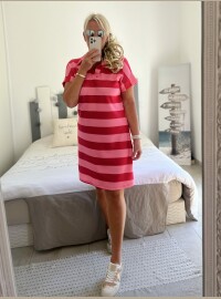 Robe t-shirt rayée col polo