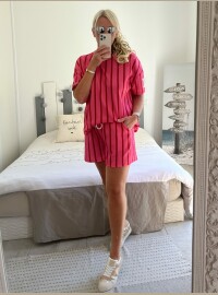 Ensemble short t-shirt rayé