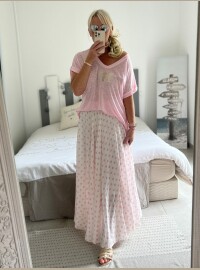 Jupe pois rose clair