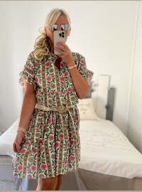 Robe imprimée vert et rose