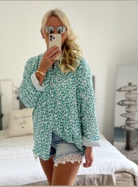 Chemise léopard turquoise