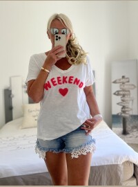 T-shirt week end blanc fluo