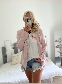Veste rose coudières étoiles