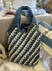 Sac crochet bleu