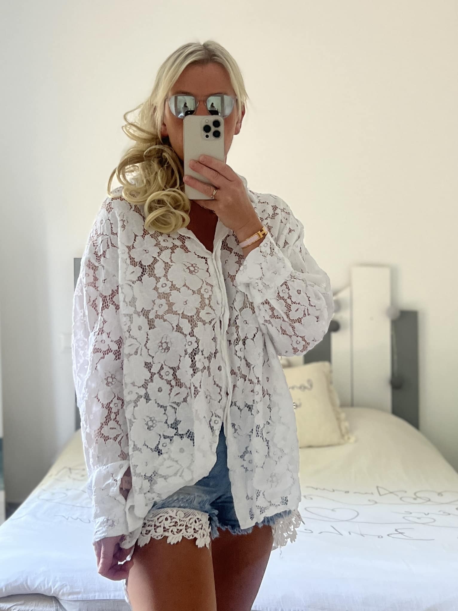 Chemise dentelle blanche oversize