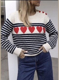Pull marinière écru