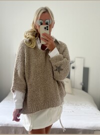 Pull star bouclettes taupe