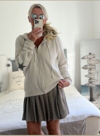 Gilet capuche star beige