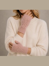 Mitaines ajourées rose