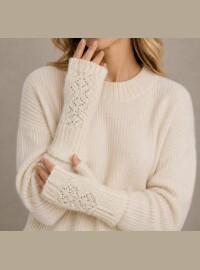 Mitaines ajourées beige