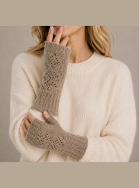 Mitaines ajourées taupe