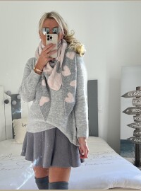 Écharpe gris clair rose