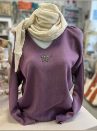 Pull ailes d’anges dos prune