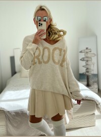 Pull rock écru oversize