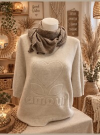 Pull Amour beige